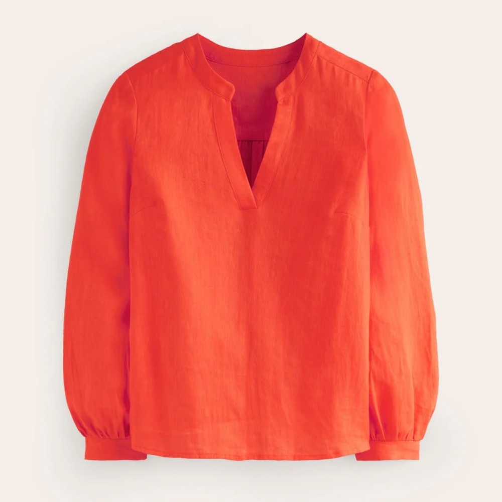 BODEN Alice Linen Top Size 2 Medium Mandarin Orange